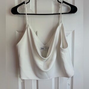 Zara White Draped Cami Top